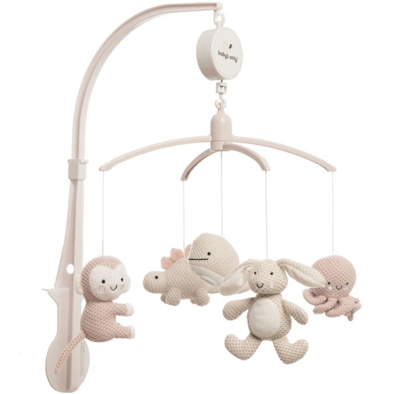 Mobile musical animals vieux rose-warm linen