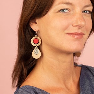 Boucles longues ethnique rouge