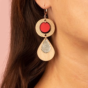 Boucles longues ethnique rouge