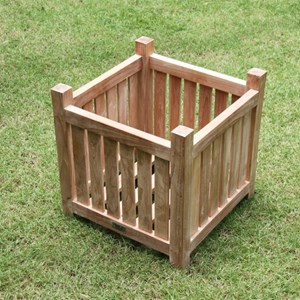 Jardinière en bois de teck carrée 45