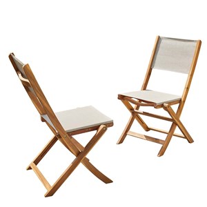 Lot 2 chaises pliantes en bois d'acacia