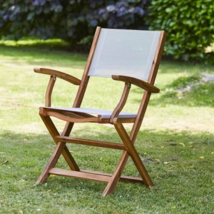 Fauteuil jardin pliant acacia textilène