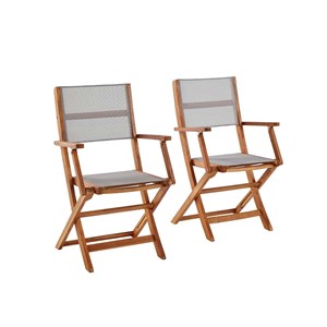 2 fauteuils jardin acacia et textilène