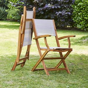 Lots de 2 fauteuils acacia et textilène