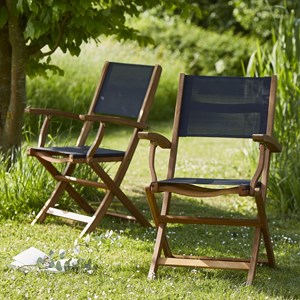 Lots de 2 fauteuils acacia et textilène