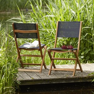 Lots de 2 chaises acacia et textilène