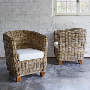 Lot 2 fauteuils de jardin kubu naturel