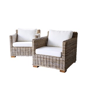 Lot 2 fauteuils de jardin kubu naturel