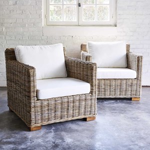 Lot 2 fauteuils de jardin kubu naturel