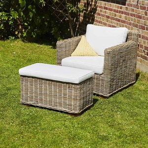 Fauteuil de jardin kubu naturel et pouf