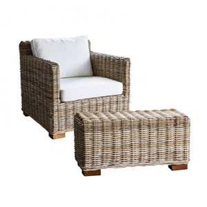 Fauteuil de jardin kubu naturel et pouf