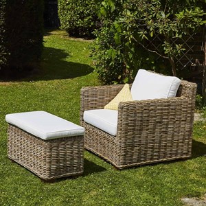 Fauteuil de jardin kubu naturel et pouf