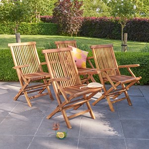 Lot de 4 fauteuils en teck huilé