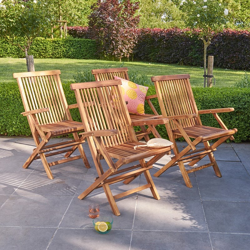 BOIS DESSUS BOIS DESSOUS - Lot de 4 fauteuils en teck huilé