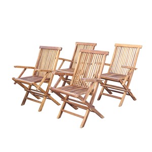 Lot de 4 fauteuils en teck huilé