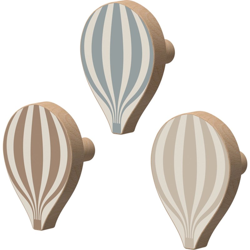 Lot de 3 patères montgolfière