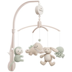 Mobile musical animals laurel green-warm linen