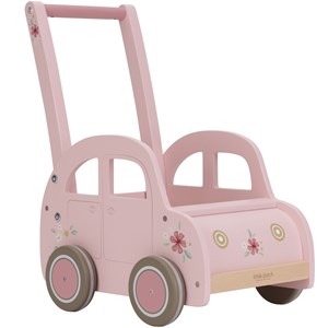 Chariot de marche voiture en bois rose
