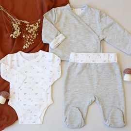 Kit naissance 3 pièces gris 1 mois