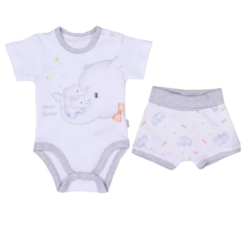 Ensemble bébé body coton bio éléphant -