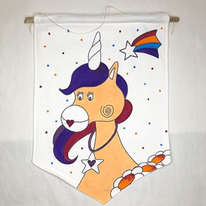 Kit - blason licorne en tissu à peindre