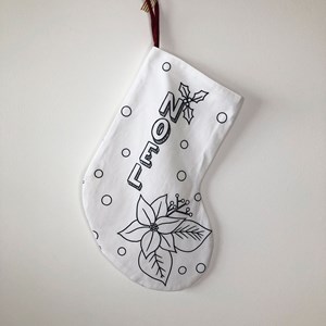 Chaussette de noël en tissu à colorier