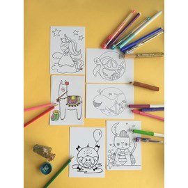 6 cartes postales animaux - à colorier