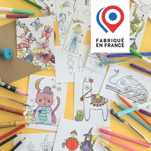 6 cartes postales animaux - à colorier