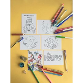 6 cartes postales summer - à colorier