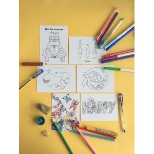 6 cartes postales summer - à colorier