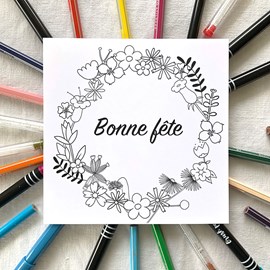 Carte postale bonne fête - à colorier