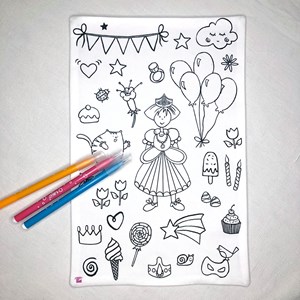 Coloriage - feuille en tissu princesse