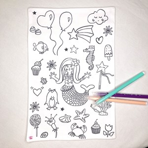 Coloriage - feuille en tissu sirène