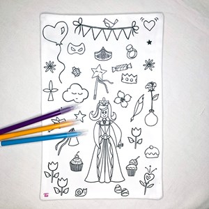 Coloriage - feuille en tissu princesse