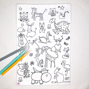 Coloriage - feuille en tissu animaux