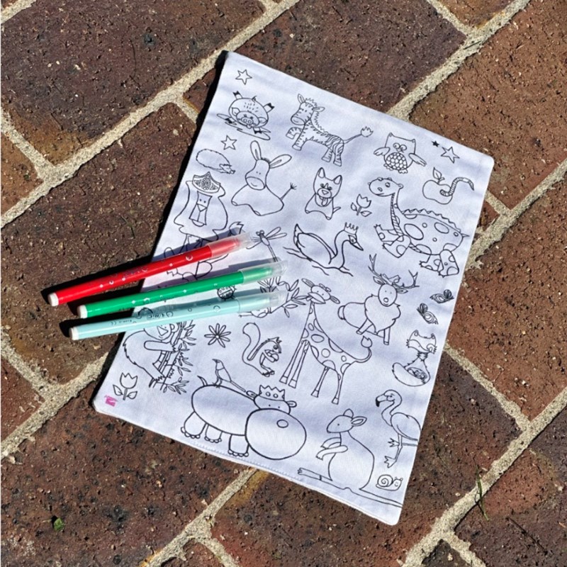 Coloriage - feuille en tissu animaux