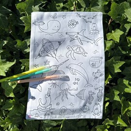 Coloriage - feuille en tissu animaux mar