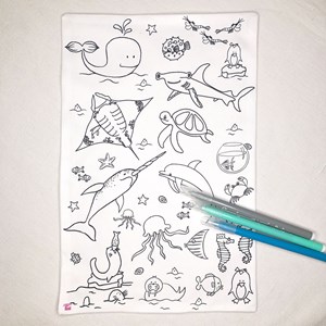 Coloriage - feuille en tissu animaux mar