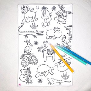 Coloriage - feuille en tissu animaux sav