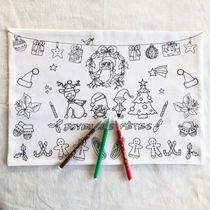 Coloriage - set de table en tissu noël