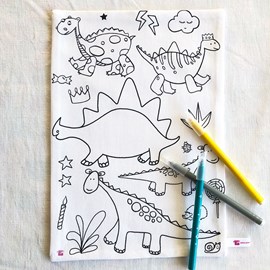 Coloriage - feuille en tissu dinosaure