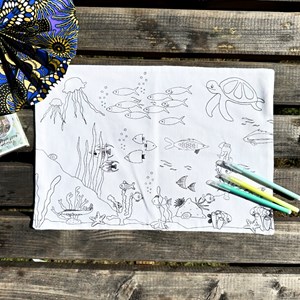 Coloriage - set de table en tissu mer