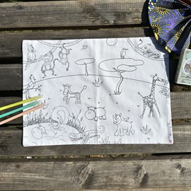 Coloriage - set de table en tissu savane