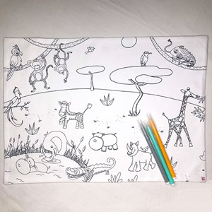 Coloriage - set de table en tissu savane