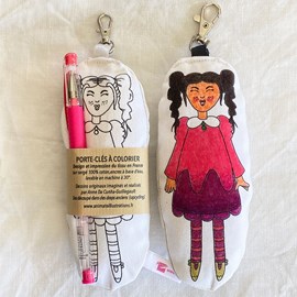 Coloriage - porte-clés tissu mylan