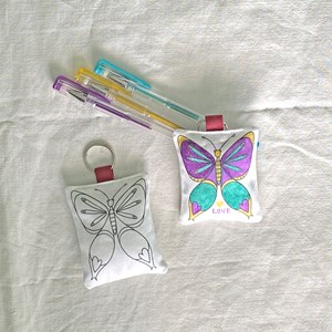 Coloriage - porte-clés tissu papillon