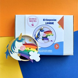 Kit papier - déco licorne bleue à coller