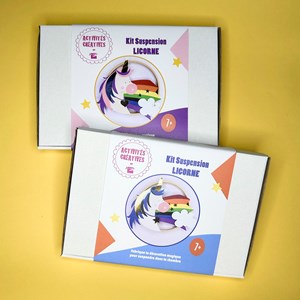 Kit papier - déco licorne bleue à coller