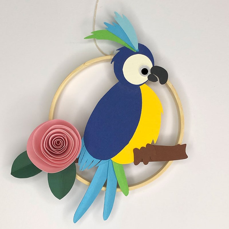 Kit papier - déco perroquet bleue à coll