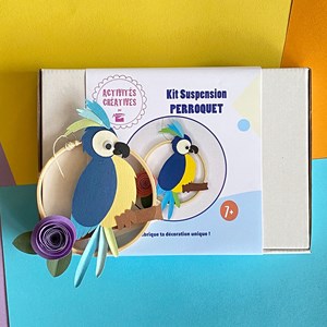 Kit papier - déco perroquet bleue à coll